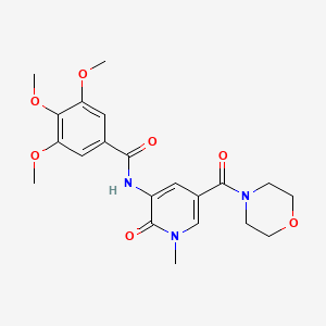 molecular formula C21H25N3O7 B2603188 3,4,5-trimethoxy-N-(1-methyl-5-(morpholine-4-carbonyl)-2-oxo-1,2-dihydropyridin-3-yl)benzamide CAS No. 1105210-21-6