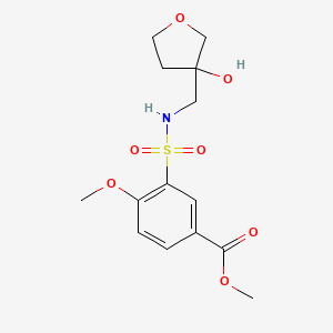 molecular formula C14H19NO7S B2603191 3-(N-((3-羟基四氢呋喃-3-基)甲基)磺酰氨基)-4-甲氧基苯甲酸甲酯 CAS No. 2034304-34-0