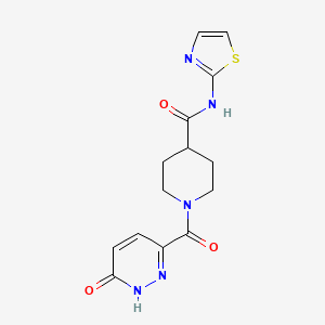 molecular formula C14H15N5O3S B2603193 1-(6-氧代-1,6-二氢哒嗪-3-羰基)-N-(噻唑-2-基)哌啶-4-甲酰胺 CAS No. 1219913-83-3