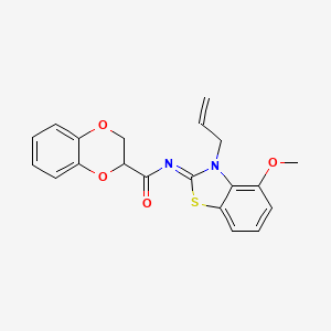 molecular formula C20H18N2O4S B2603199 (Z)-N-(3-allyl-4-methoxybenzo[d]thiazol-2(3H)-ylidene)-2,3-dihydrobenzo[b][1,4]dioxine-2-carboxamide CAS No. 868376-72-1