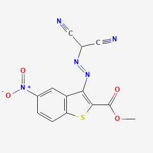 molecular formula C13H7N5O4S B2603204 Methyl 3-((dinitrilomethyl)diazenyl)-5-nitrobenzo[b]thiophene-2-carboxylate CAS No. 1025634-76-7