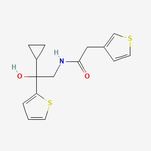 molecular formula C15H17NO2S2 B2603207 N-(2-cyclopropyl-2-hydroxy-2-(thiophen-2-yl)ethyl)-2-(thiophen-3-yl)acetamide CAS No. 1798618-78-6