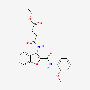 molecular formula C22H22N2O6 B2603223 4-((2-((2-甲氧苯基)氨基甲酰基)苯并呋喃-3-基)氨基)-4-氧代丁酸乙酯 CAS No. 887890-42-8