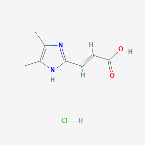 molecular formula C8H11ClN2O2 B2603229 (2E)-3-(4,5-二甲基-1H-咪唑-2-基)丙-2-烯酸盐酸盐 CAS No. 2220111-45-3