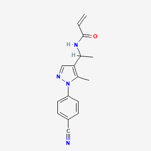 molecular formula C16H16N4O B2603233 N-[1-[1-(4-Cyanophenyl)-5-methylpyrazol-4-yl]ethyl]prop-2-enamide CAS No. 2411294-70-5