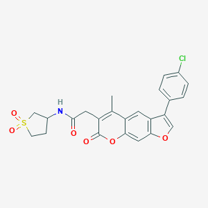 2-[3-(4-chlorophenyl)-5-methyl-7-oxo-7H-furo[3,2-g]chromen-6-yl]-N-(1,1-dioxidotetrahydro-3-thienyl)acetamide