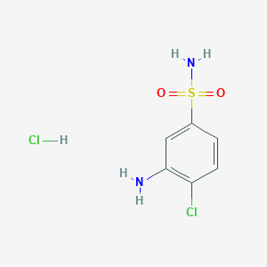 molecular formula C6H8Cl2N2O2S B2603250 3-amino-4-chlorobenzene-1-sulfonamide hydrochloride CAS No. 2138080-85-8