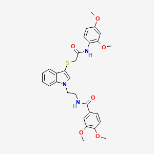 N-(2-(3-((2-((2,4-dimethoxyphenyl)amino)-2-oxoethyl)thio)-1H-indol-1-yl)ethyl)-3,4-dimethoxybenzamide