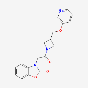 molecular formula C18H17N3O4 B2603260 3-[2-Oxo-2-[3-(pyridin-3-yloxymethyl)azetidin-1-yl]ethyl]-1,3-benzoxazol-2-one CAS No. 2380083-59-8