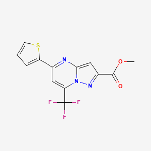 molecular formula C13H8F3N3O2S B2603263 Methyl 5-(2-thienyl)-7-(trifluoromethyl)pyrazolo[1,5-a]pyrimidine-2-carboxylate CAS No. 313249-33-1