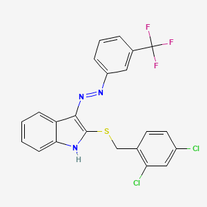 molecular formula C22H14Cl2F3N3S B2603275 2-[(2,4-二氯苄基)硫代]-3H-吲哚-3-酮 N-[3-(三氟甲基)苯基]腙 CAS No. 478045-15-7