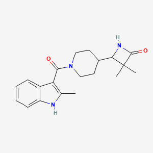 3,3-Dimethyl-4-[1-(2-methyl-1H-indole-3-carbonyl)piperidin-4-yl]azetidin-2-one