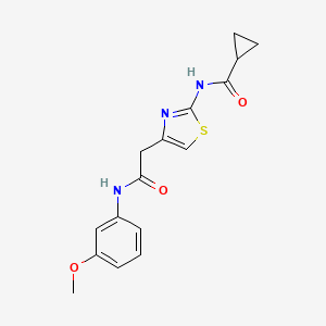 molecular formula C16H17N3O3S B2603287 N-(4-(2-((3-甲氧基苯基)氨基)-2-氧代乙基)噻唑-2-基)环丙烷甲酰胺 CAS No. 921802-35-9