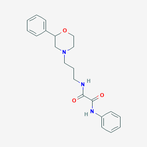 molecular formula C21H25N3O3 B2603290 N1-phenyl-N2-(3-(2-phenylmorpholino)propyl)oxalamide CAS No. 954084-52-7