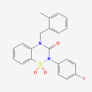 molecular formula C21H17FN2O3S B2603294 2-(4-fluorophenyl)-4-(2-methylbenzyl)-2H-1,2,4-benzothiadiazin-3(4H)-one 1,1-dioxide CAS No. 899723-98-9