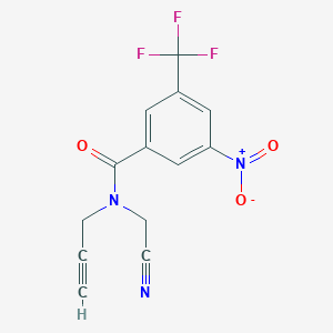 molecular formula C13H8F3N3O3 B2603295 N-(cyanomethyl)-3-nitro-N-(prop-2-yn-1-yl)-5-(trifluoromethyl)benzamide CAS No. 2094917-19-6