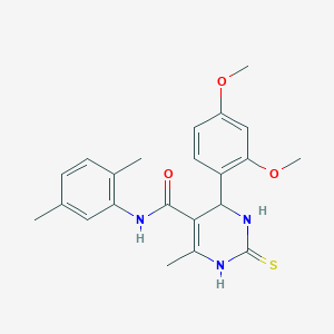 molecular formula C22H25N3O3S B2603303 4-(2,4-dimethoxyphenyl)-N-(2,5-dimethylphenyl)-6-methyl-2-thioxo-1,2,3,4-tetrahydropyrimidine-5-carboxamide CAS No. 537680-22-1