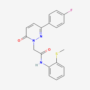 molecular formula C19H16FN3O2S B2603307 2-(3-(4-fluorophenyl)-6-oxopyridazin-1(6H)-yl)-N-(2-(methylthio)phenyl)acetamide CAS No. 2097937-29-4