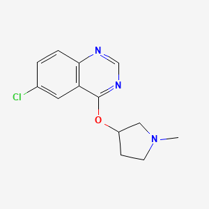 molecular formula C13H14ClN3O B2603315 6-Chloro-4-[(1-methylpyrrolidin-3-yl)oxy]quinazoline CAS No. 2202037-14-5