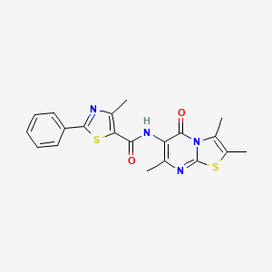 molecular formula C20H18N4O2S2 B2603316 4-methyl-2-phenyl-N-(2,3,7-trimethyl-5-oxo-5H-thiazolo[3,2-a]pyrimidin-6-yl)thiazole-5-carboxamide CAS No. 1021040-02-7