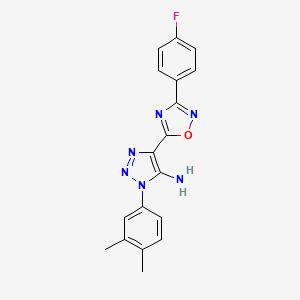 molecular formula C18H15FN6O B2603317 1-(3,4-dimethylphenyl)-4-(3-(4-fluorophenyl)-1,2,4-oxadiazol-5-yl)-1H-1,2,3-triazol-5-amine CAS No. 899725-78-1