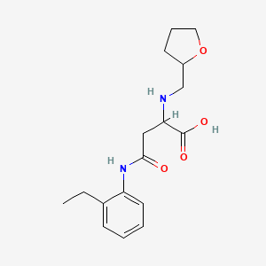 molecular formula C17H24N2O4 B2603321 4-(2-Ethylanilino)-4-oxo-2-(oxolan-2-ylmethylamino)butanoic acid CAS No. 1031804-14-4