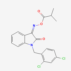 [(3Z)-1-[(2,4-dichlorophenyl)methyl]-2-oxo-2,3-dihydro-1H-indol-3-ylidene]amino 2-methylpropanoate