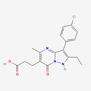 3-[3-(4-Chlorophenyl)-2-ethyl-5-methyl-7-oxo-4,7-dihydropyrazolo[1,5-a]pyrimidin-6-yl]propanoic acid