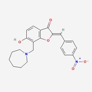 molecular formula C22H22N2O5 B2603340 (Z)-7-(azepan-1-ylmethyl)-6-hydroxy-2-(4-nitrobenzylidene)benzofuran-3(2H)-one CAS No. 896074-37-6