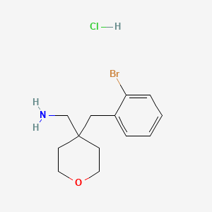 molecular formula C13H19BrClNO B2603359 4-[(2-Bromophenyl)methyl]oxan-4-yl-methanamine hydrochloride CAS No. 1385696-42-3