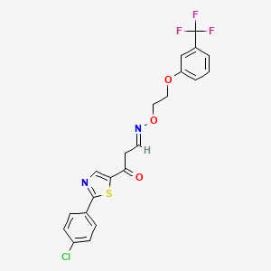 molecular formula C21H16ClF3N2O3S B2603369 3-(2-(4-氯苯基)-1,3-噻唑-5-基)-3-氧代丙醛 o-(2-(3-(三氟甲基)苯氧基)乙基)肟 CAS No. 339279-44-6