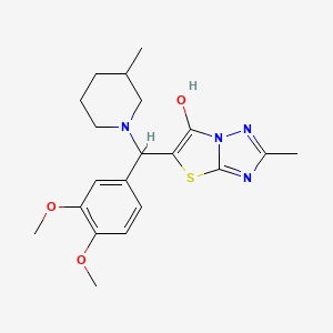 molecular formula C20H26N4O3S B2603374 5-((3,4-二甲氧基苯基)(3-甲基哌啶-1-基)甲基)-2-甲基噻唑并[3,2-b][1,2,4]三唑-6-醇 CAS No. 851809-82-0