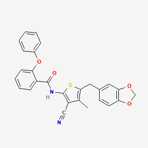 N-(5-(benzo[d][1,3]dioxol-5-ylmethyl)-3-cyano-4-methylthiophen-2-yl)-2-phenoxybenzamide
