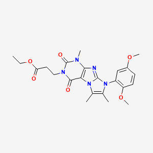 molecular formula C23H27N5O6 B2603384 3-(8-(2,5-二甲氧基苯基)-1,6,7-三甲基-2,4-二酮-1H-咪唑并[2,1-f]嘌呤-3(2H,4H,8H)-基)丙酸乙酯 CAS No. 896309-00-5