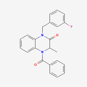 molecular formula C23H19FN2O2 B2603404 4-benzoyl-1-(3-fluorobenzyl)-3-methyl-3,4-dihydro-2(1H)-quinoxalinone CAS No. 317822-20-1