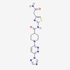 1-(6-(1H-1,2,4-triazol-1-yl)pyridazin-3-yl)-N-(4-(2-amino-2-oxoethyl)thiazol-2-yl)piperidine-4-carboxamide