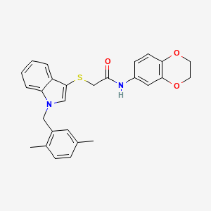 molecular formula C27H26N2O3S B2603407 N-(2,3-dihydrobenzo[b][1,4]dioxin-6-yl)-2-((1-(2,5-dimethylbenzyl)-1H-indol-3-yl)thio)acetamide CAS No. 681279-68-5
