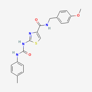 molecular formula C20H20N4O3S B2603408 N-(4-methoxybenzyl)-2-(3-(p-tolyl)ureido)thiazole-4-carboxamide CAS No. 955684-28-3