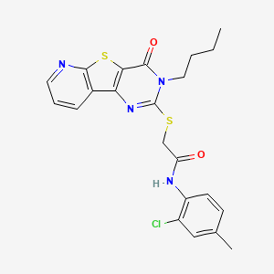 molecular formula C22H21ClN4O2S2 B2603412 2-((3-butyl-4-oxo-3,4-dihydropyrido[3',2':4,5]thieno[3,2-d]pyrimidin-2-yl)thio)-N-(2-chloro-4-methylphenyl)acetamide CAS No. 1243043-58-4
