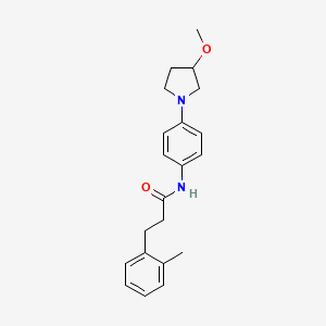 molecular formula C21H26N2O2 B2603432 N-(4-(3-甲氧基吡咯烷-1-基)苯基)-3-(邻甲苯基)丙酰胺 CAS No. 1797842-47-7
