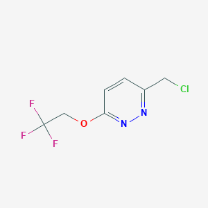 molecular formula C7H6ClF3N2O B2603438 3-(Chloromethyl)-6-(2,2,2-trifluoroethoxy)pyridazine CAS No. 1250327-94-6