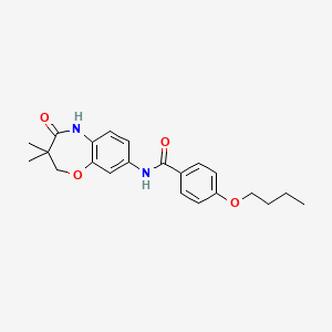 molecular formula C22H26N2O4 B2603451 4-丁氧基-N-(3,3-二甲基-4-氧代-2,3,4,5-四氢苯并[b][1,4]恶杂环-8-基)苯甲酰胺 CAS No. 921583-37-1