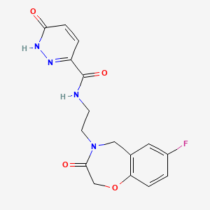 molecular formula C16H15FN4O4 B2603453 N-(2-(7-fluoro-3-oxo-2,3-dihydrobenzo[f][1,4]oxazepin-4(5H)-yl)ethyl)-6-oxo-1,6-dihydropyridazine-3-carboxamide CAS No. 1903632-79-0