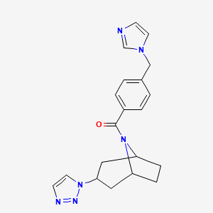 molecular formula C20H22N6O B2603475 8-{4-[(1H-咪唑-1-基)甲基]苯甲酰基}-3-(1H-1,2,3-三唑-1-基)-8-氮杂双环[3.2.1]辛烷 CAS No. 2180010-26-6