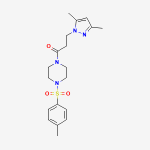 molecular formula C19H26N4O3S B2603477 3-(3,5-dimethyl-1H-pyrazol-1-yl)-1-(4-tosylpiperazin-1-yl)propan-1-one CAS No. 890606-35-6