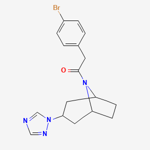 molecular formula C17H19BrN4O B2603478 1-((1R,5S)-3-(1H-1,2,4-triazol-1-yl)-8-azabicyclo[3.2.1]octan-8-yl)-2-(4-bromophenyl)ethan-1-one CAS No. 2310155-29-2
