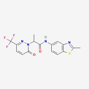 molecular formula C16H13F3N4O2S B2603480 N-(2-Methyl-1,3-benzothiazol-5-yl)-2-[6-oxo-3-(trifluoromethyl)pyridazin-1-yl]propanamide CAS No. 2380184-15-4