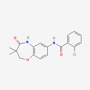 molecular formula C18H17ClN2O3 B2603481 2-chloro-N-(3,3-dimethyl-4-oxo-2,3,4,5-tetrahydrobenzo[b][1,4]oxazepin-7-yl)benzamide CAS No. 921817-22-3