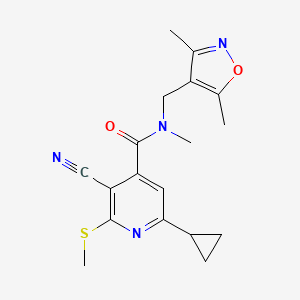 3-cyano-6-cyclopropyl-N-[(3,5-dimethyl-1,2-oxazol-4-yl)methyl]-N-methyl-2-(methylsulfanyl)pyridine-4-carboxamide