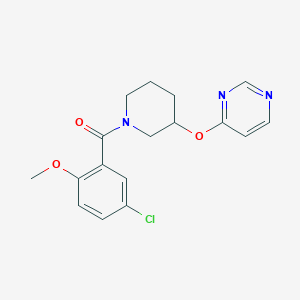 molecular formula C17H18ClN3O3 B2603510 (5-氯-2-甲氧基苯基)(3-(嘧啶-4-氧基)哌啶-1-基)甲酮 CAS No. 2034399-33-0